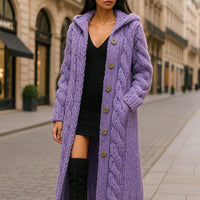 Oversized Women Loose Knitted Sweaters Thick Long Sleeve Pocket Button Knitted Long Cardigan Coats