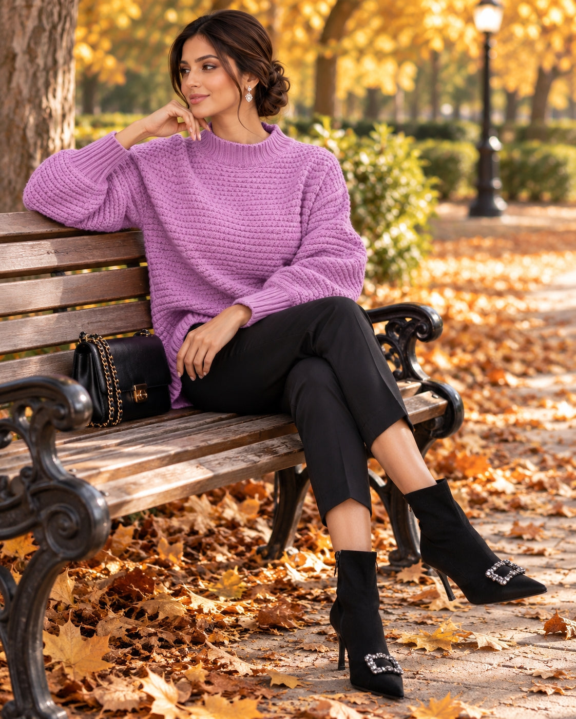 Solid Color Simple Semi-high Collar Long-sleeved Split Pullover Sweater Women's Loose Casual Knitted Sweater Natalia Home Fashion    Natalia Home Fashion