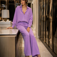 Cotton and Linen Shirt Suit High Waist Loose Trousers Elegant Women Sets Two Piece Set for Women Natalia Home Fashion    Natalia Home Fashion