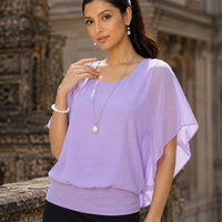 Women's Clothing Chiffon Short Sleeve Bat Wing Shirt Loose Fit Slimming T-Shirt For Women Natalia Home Fashion    Natalia Home Fashion