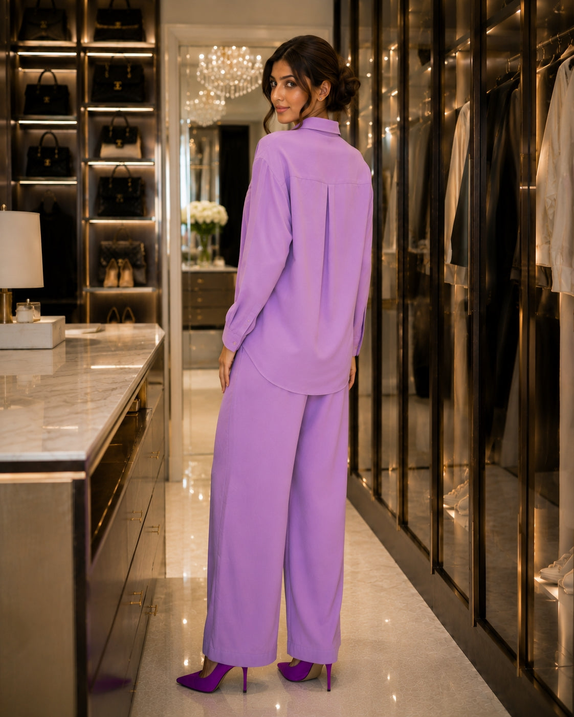 Cotton and Linen Shirt Suit High Waist Loose Trousers Elegant Women Sets Two Piece Set for Women Natalia Home Fashion    Natalia Home Fashion