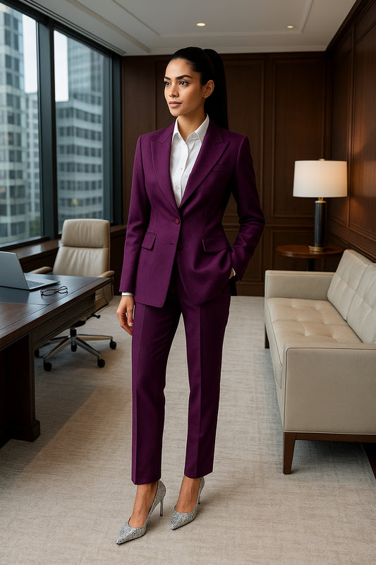 Ladies Business 2 Piece Blazer Suit Female Long Sleeve Jacket + Trouser Women Pant Suit Office Work Wear - Natalia Home Fashion
