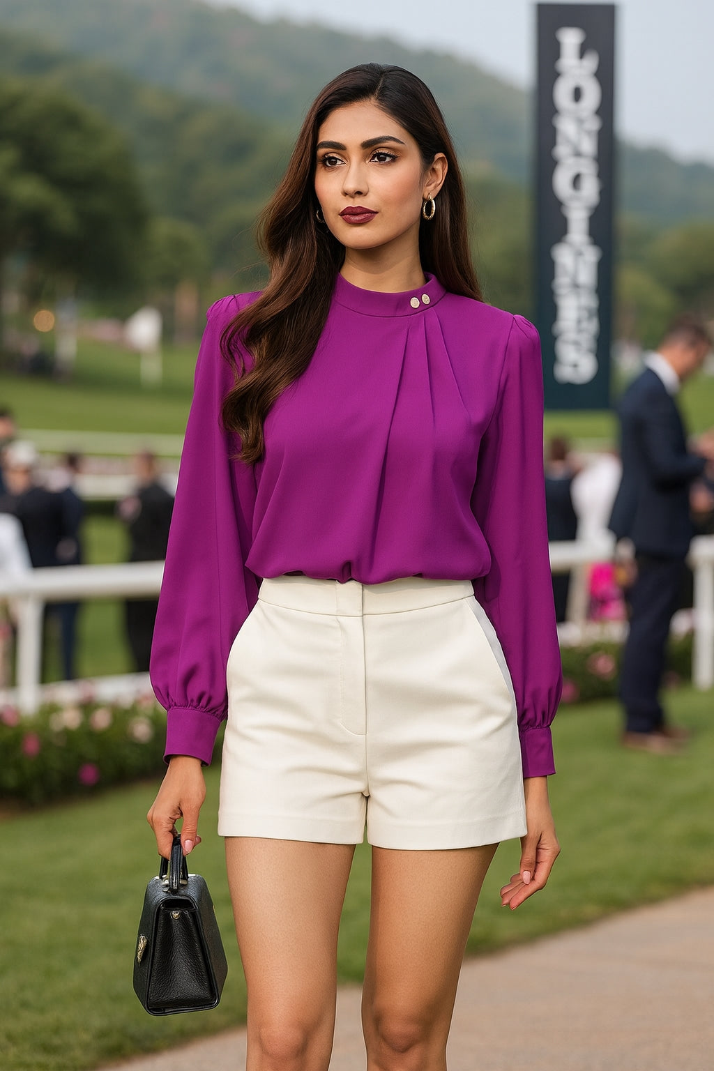 Women's Long-sleeved Fashionable Beaded Base Shirt Niche Chiffon Shirt