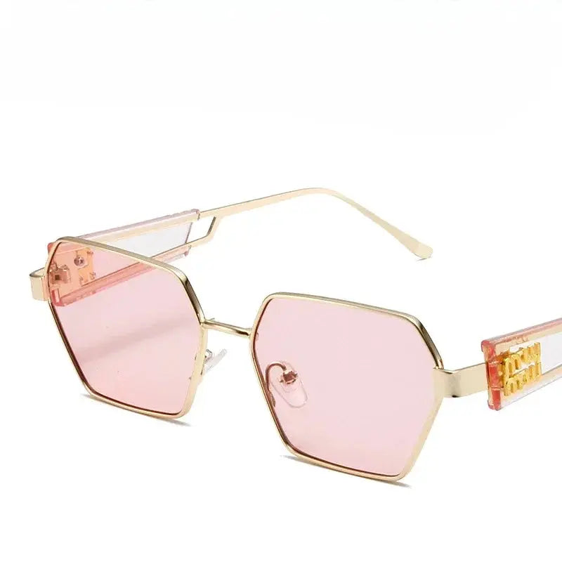 RBRARE High Quality Rectangle Sunglasses Women Metal Frame Glasses Fashion Brand Designer Vintage Eyewear UV Gafas De Sol Mujer Natalia Home Fashion   Free-Cloth-and-Bag-Gold-Pink Natalia Home Fashion