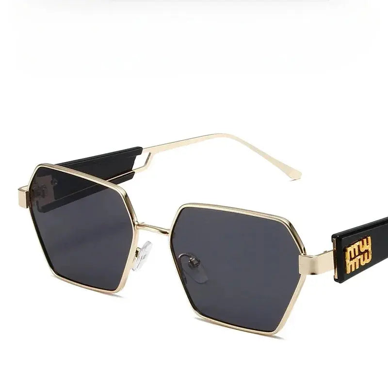RBRARE High Quality Rectangle Sunglasses Women Metal Frame Glasses Fashion Brand Designer Vintage Eyewear UV Gafas De Sol Mujer Natalia Home Fashion   Free-Cloth-and-Bag-Gold-Gray-Black Natalia Home Fashion