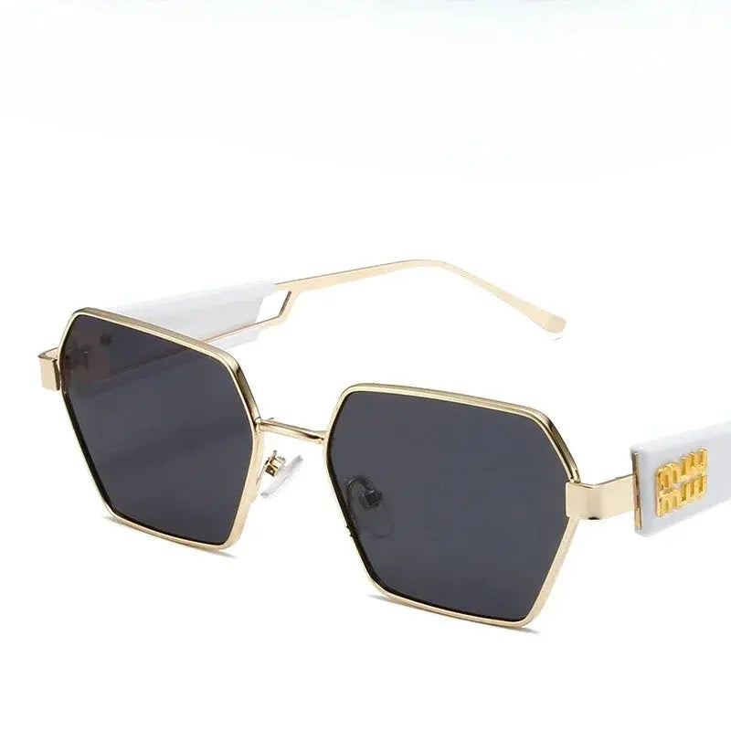 RBRARE High Quality Rectangle Sunglasses Women Metal Frame Glasses Fashion Brand Designer Vintage Eyewear UV Gafas De Sol Mujer Natalia Home Fashion   Free-Cloth-and-Bag-Gold-Gray-White Natalia Home Fashion