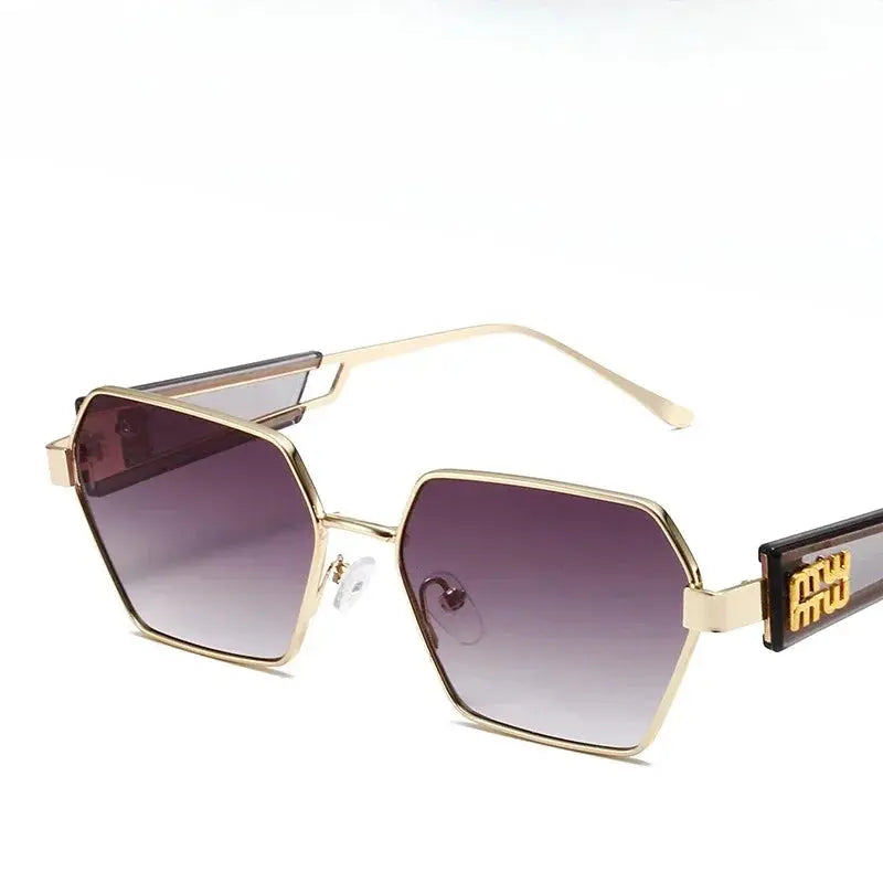 RBRARE High Quality Rectangle Sunglasses Women Metal Frame Glasses Fashion Brand Designer Vintage Eyewear UV Gafas De Sol Mujer Natalia Home Fashion   Free-Cloth-and-Bag-Gold-Double-Gray Natalia Home Fashion