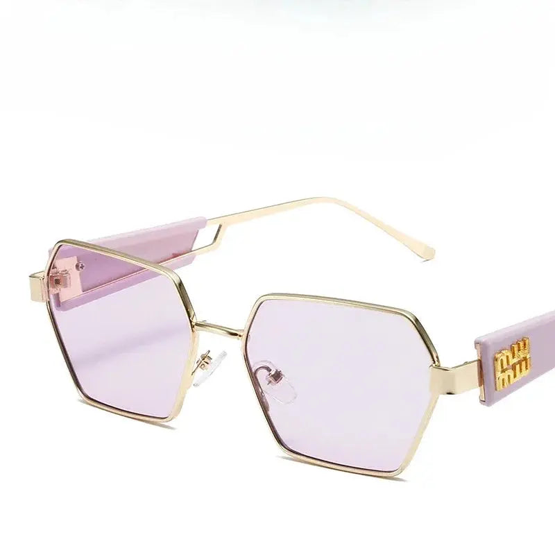 RBRARE High Quality Rectangle Sunglasses Women Metal Frame Glasses Fashion Brand Designer Vintage Eyewear UV Gafas De Sol Mujer Natalia Home Fashion   Free-Cloth-and-Bag-Gold-Purple Natalia Home Fashion