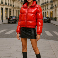 Winter Jacket Women Oversized Puffy Shiny Bubble Coat Solid Cotton Padded Coat Warm Waterproof Parka Female Outerwear - Natalia Home Fashion