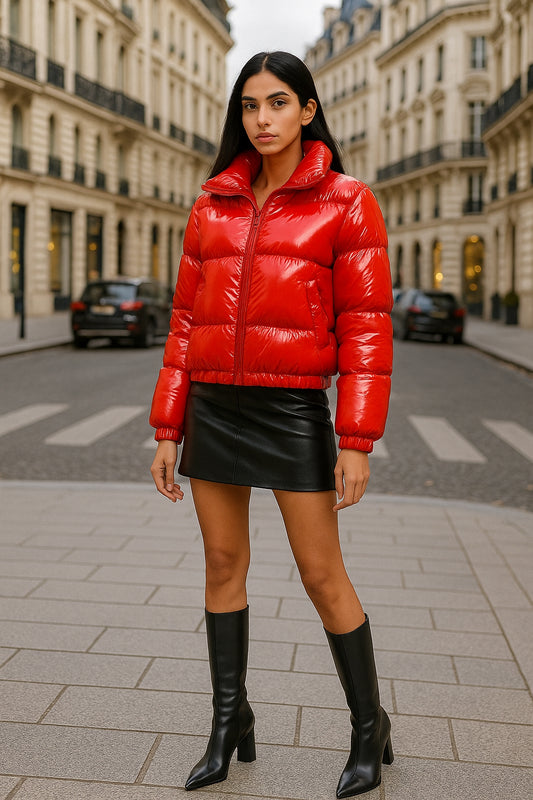 Winter Jacket Women Oversized Puffy Shiny Bubble Coat Solid Cotton Padded Coat Warm Waterproof Parka Female Outerwear - Natalia Home Fashion