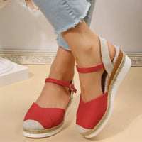 Women Closed Toe Wedge Sandals Women Buckle Strap Gladiator Shoes Woman Fashion Platform Sandals