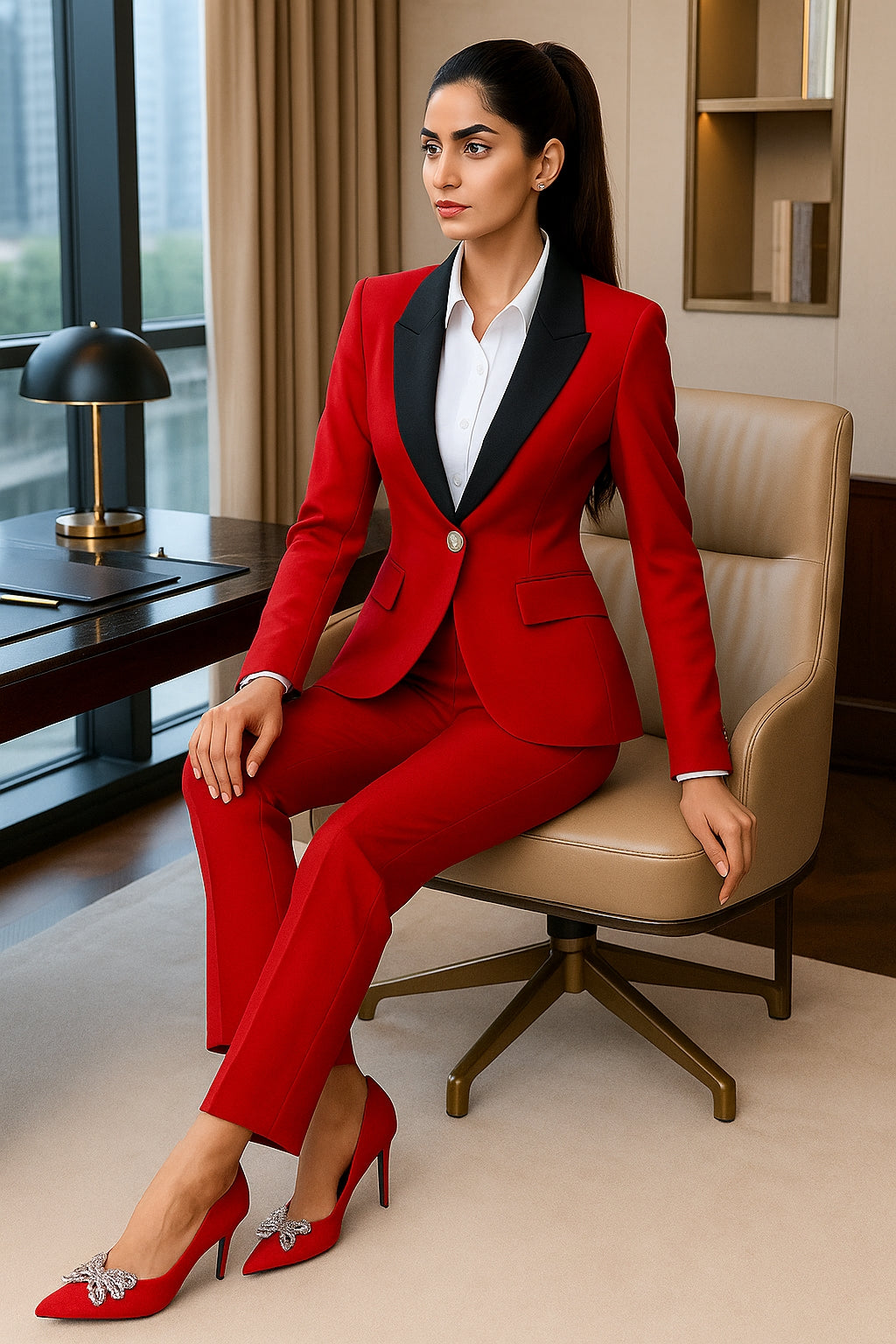Elegant Casual Fashionable Women's Semi formal Suit Cotton Suit Jacket Matching Set Business Attire High End Workwear