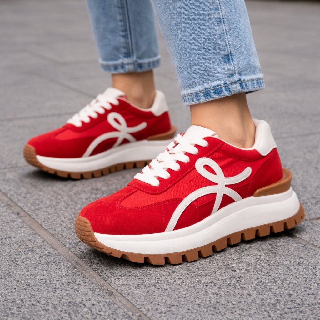 Lace Up Women Sneakers Mixed Colors Round Toe  Ladies Casual Shoes