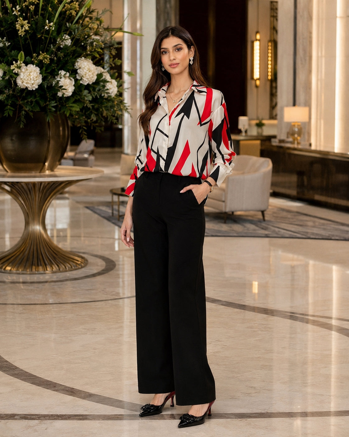 Women Temperament Print Shirt Long Sleeve Fashion Loose Shirts Ladies Lightweight Work Blouse