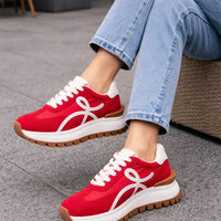 Lace Up Women Sneakers Mixed Colors Round Toe  Ladies Casual Shoes
