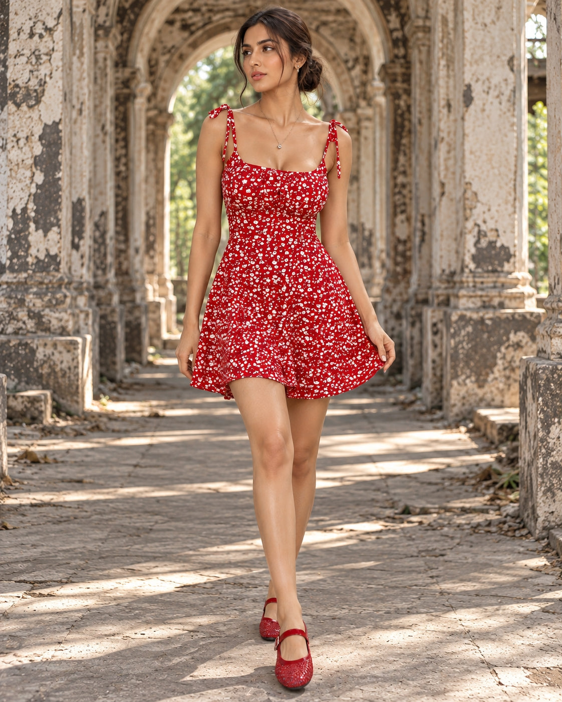 Women's Summer Floral Spaghetti Strap Beach Short Dress, Sweet Waist Floral A-line Mini Dress Loose Fit Casual Dress Natalia Home Fashion    Natalia Home Fashion