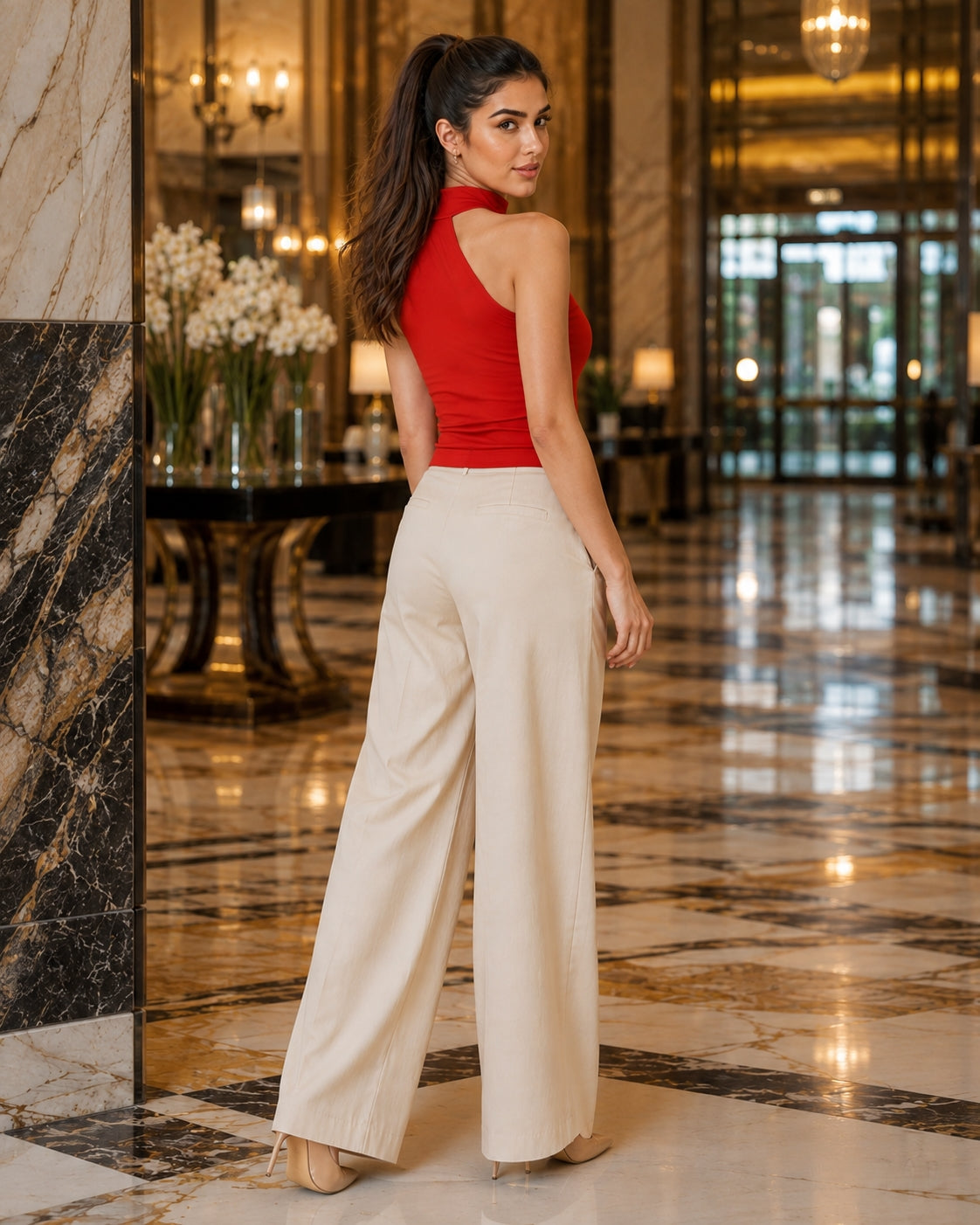 French Hepburn look sleeveless neckline open-front T-shirt for women Natalia Home Fashion    Natalia Home Fashion