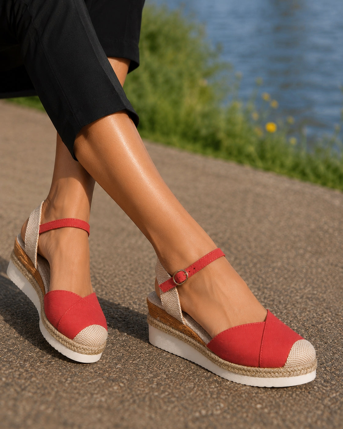 Women Closed Toe Wedge Sandals Women Buckle Strap Gladiator Shoes Woman Fashion Platform Sandals