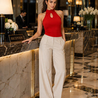 French Hepburn look sleeveless neckline open-front T-shirt for women Natalia Home Fashion    Natalia Home Fashion