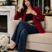 Women Metallic Button Long Sleeve Casual Blazer Female Notched Cardigan Jacket Outwear Natalia Home Fashion    Natalia Home Fashion