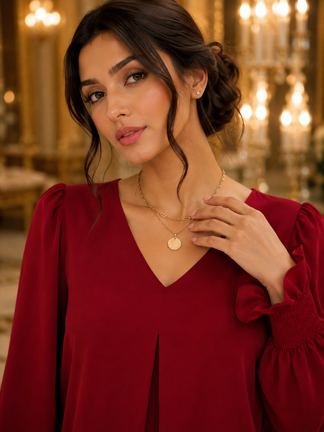 Fashion Simple Solid Color Pullover Shirt Women Loose V-neck Flared Sleeve Shirts Top Female Elegant Commuting Clothing