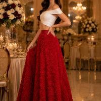 Light Luxury Evening Skirt  Women's Slim Fit Loose Warm Embroidered Petal Side Split Design Casual Skirt