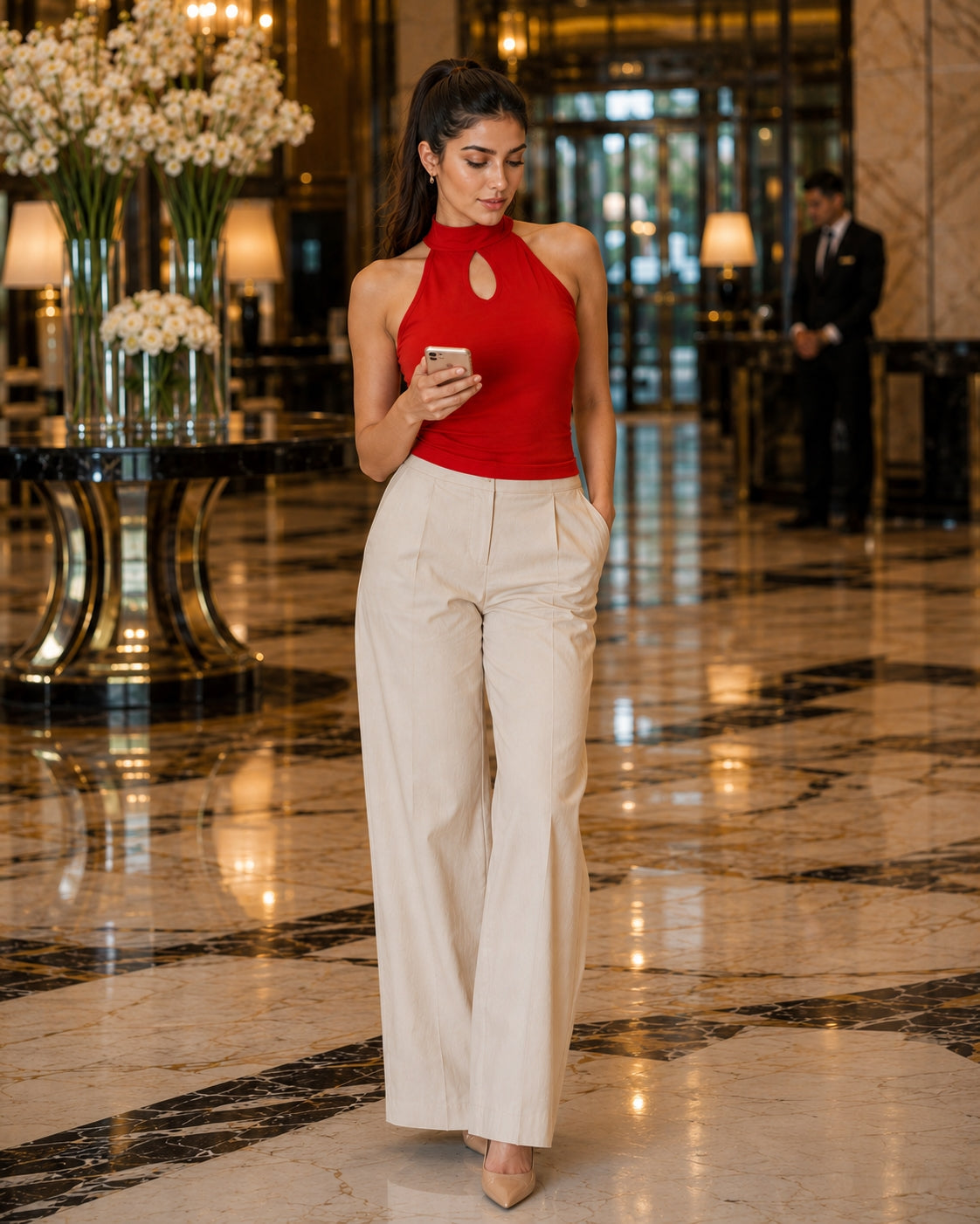 French Hepburn look sleeveless neckline open-front T-shirt for women Natalia Home Fashion    Natalia Home Fashion
