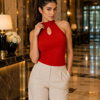 French Hepburn look sleeveless neckline open-front T-shirt for women Natalia Home Fashion    Natalia Home Fashion