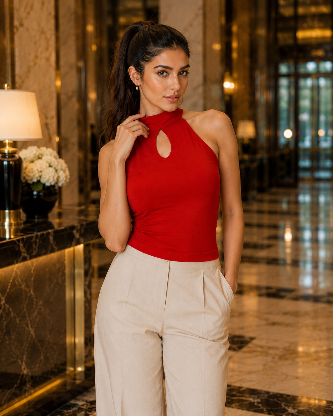 French Hepburn look sleeveless neckline open-front T-shirt for women Natalia Home Fashion    Natalia Home Fashion