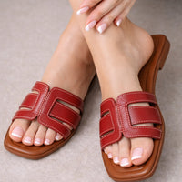 Fashion Design Slippers Outdoor Leisure Versatile And Comfortable Luxury Brand Simple Flat Bottom Square Head Slippers