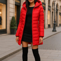 Women's Winter Cotton Jacket Slim Fit down Cotton Coat Warm Outerwear Long Sleeve Fashionable Middle Length - Natalia Home Fashion