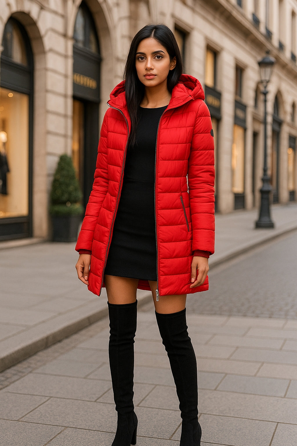 Women's Winter Cotton Jacket Slim Fit down Cotton Coat Warm Outerwear Long Sleeve Fashionable Middle Length - Natalia Home Fashion