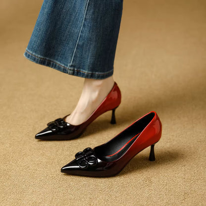 Woman's High Heels Black  New Lacquer Leather Women's Business Wedding Shoes 7cm