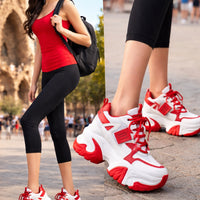 Casual Sneakers with Breathable Chunky Platform Walking Style Wedges Shoes High Heel Casual Sneakers Shoes for Women Women Platform Sneakers