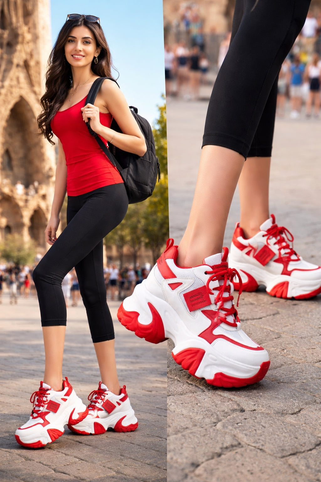 Casual Sneakers with Breathable Chunky Platform Walking Style Wedges Shoes High Heel Casual Sneakers Shoes for Women Women Platform Sneakers