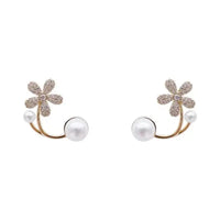 Romantic Flower Petal Long Tassel Drop Earrings for Women 2024 Trend Imitation Pearl Hanging Piercing Earrings Wed Jewelry Gift Natalia Home Fashion   B4320-1 Natalia Home Fashion