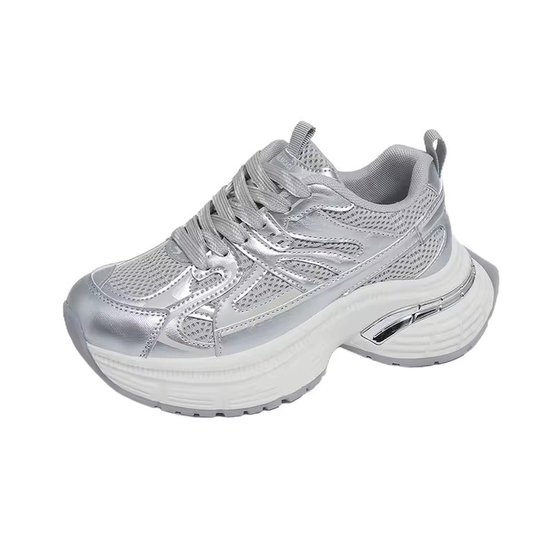 Respirable Thick Bottom Dad Shoes for Women in All Seasons Breathable Fashionable Flat Heel Anti-Odor Casual Footwear