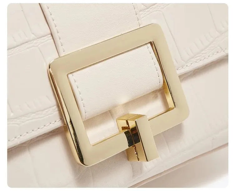 Luxury Two-Layer Cow Leather Handbag Women's Trendy Chain Crossbody Phone Bag Single Shoulder Bag Neutral Minimalist Style