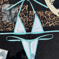 Shiny PU Leather Extreme Mini Micro String Bikini Female Swimsuit Women Swimwear Two-pieces Bikini set Halter Bathing Suit Swim
