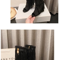 Designer Fringe Wedges Boot Sandals Woman High Heels Open Toe Party Prom Shoes Sexy Zipper Female Pumps Women Boots