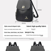 Soft Leather Dual-Shoulder Bag Student Backpack Travel Versatile Women's Bag