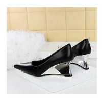 Spring Fashion Pointed Toe Pumps Woman Metal Decoration Wedges Heels Elegant Ladies Shoes