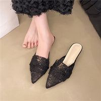 French-style Lace Toe Half-toe Sandals for Women Worn on Top with A Pair of Mesh Tulle High-heeled Slippers - Natalia Home Fashion