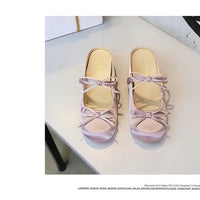 Ladies Slippers Bowknot Silks Satins Women Shoes Round Head Women Sandals Summer Shoes Women Slippers