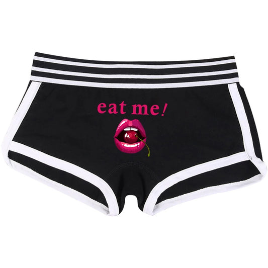 Fashion Girls Boxer EAT ME Cherry In The Mouth Cotton Underwear Sexy Boys shorts for Women Ladies Shorts Comfortable Home Panties