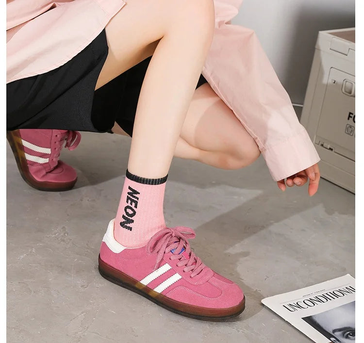 Women Tennis Sneakers Flats Ladies Fashion Lace-up Vulcanized Shoes Spring Autumn Woman Outdoor Trainers Footwear