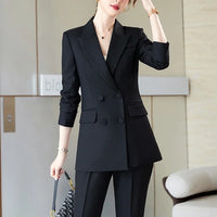 Ladies Business 2 Piece Blazer Suit Female Long Sleeve Jacket + Trouser Women Pant Suit Office Work Wear - Natalia Home Fashion
