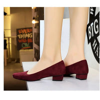 Women Fashion Style Quality Square Toe Low Heel Pumps Lady Prom Suede Shallow Mouth Thick High OL Single Shoes