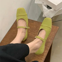 Streetwear Velvet Mary Jane Shoes for Women Casual Ballet Flats Pumps Female Ladies Loafers Buckle Single Mules