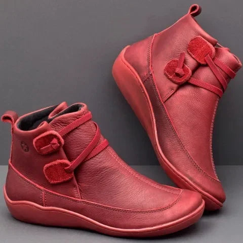 Casual High-Top Women's Short Boots Comfortable Cotton Lined round Toe Low Heel Solid Color Booties - Natalia Home Fashion